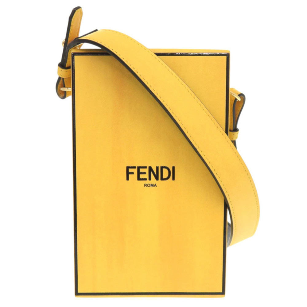 Fendi Vertical Box 7VA519 Leather Yellow Shoulder Bag 1115FENDI